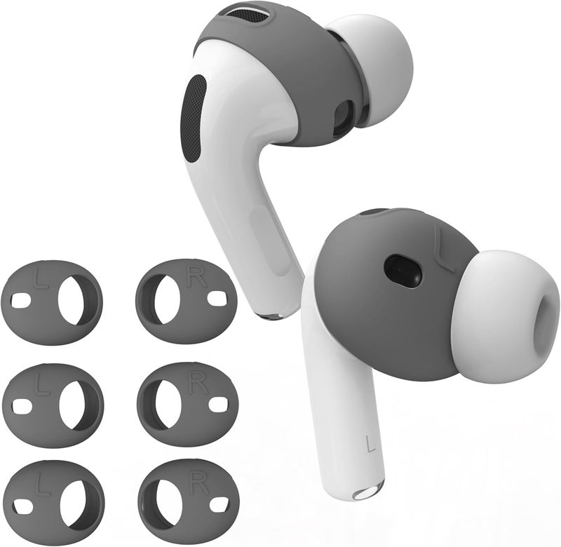 DamonLight [Fit in Case] 3 Pairs Cover for AirPods Pro 3 Anti Scratches Add Grip Sport Ear Tips [US Patent Registered] Compatible with AirPods Pro 3rd Generation 2025 (Gray) - Image 1